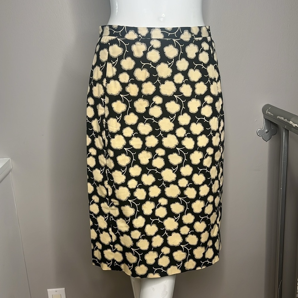 Oscar de La Renta Sz 6 Cotton Black Cream Pencil Skirt